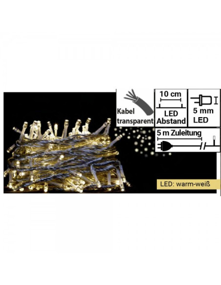 Guirnalda de 50 luces leds 220v cable transparente