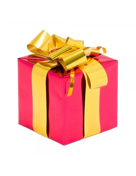 Paquete con envoltorio de regalo y lazo