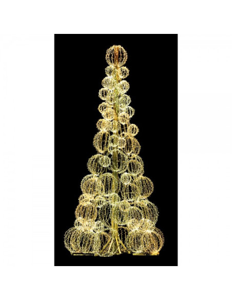 Objeto luminoso Árbol de bolas 3D blanco cálido