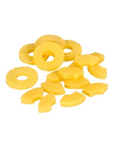 Imitación de rodajas de piña para fruterías y la decoración de escaparates de tiendas o comercios
