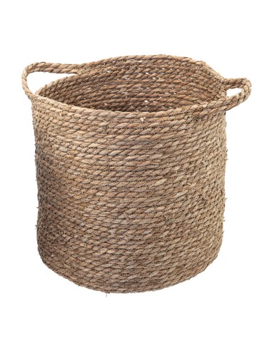 Cesta de mimbre con dos asas para la decoración otoñal de escaparates y espacios