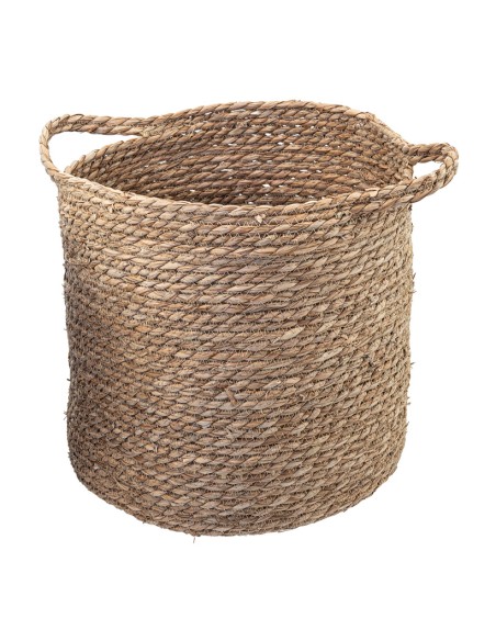Cesta de mimbre con dos asas para la decoración otoñal de escaparates y espacios