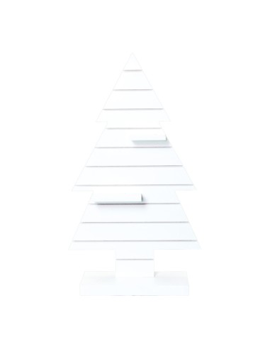 Árbol de madera para la decoración de navidad con bolas y accesorios