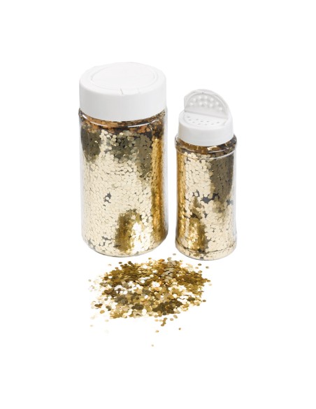 Bote de plástico con virutas brillantes para la decoración de árboles de navidad en escaparates de tiendas