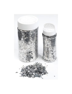 Bote de plástico con virutas brillantes para la decoración de árboles de navidad en escaparates de tiendas