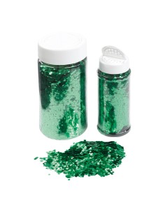 Bote de plástico con virutas brillantes para la decoración de árboles de navidad en escaparates de tiendas