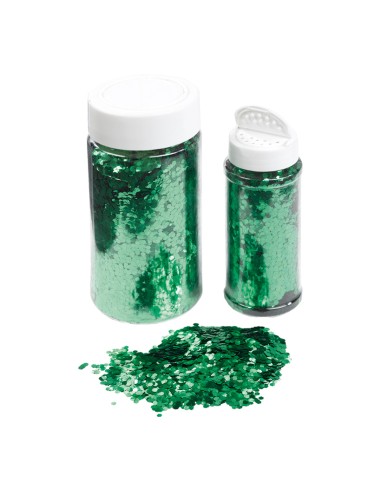 Bote de plástico con virutas brillantes para la decoración de árboles de navidad en escaparates de tiendas