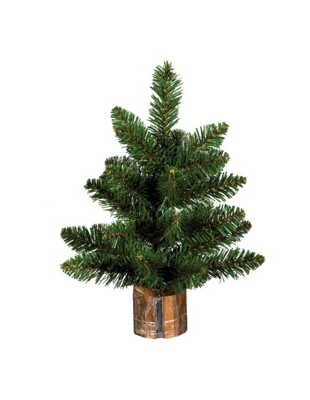 Abeto noble base de madera para la decoración de navidad con bolas y accesorios