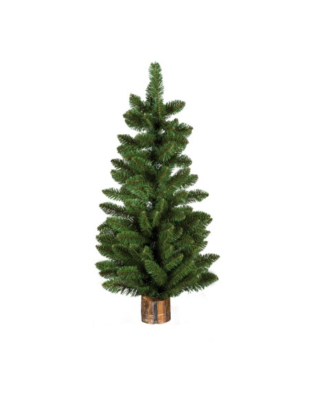 Abeto noble base de madera para la decoración de navidad con bolas y accesorios