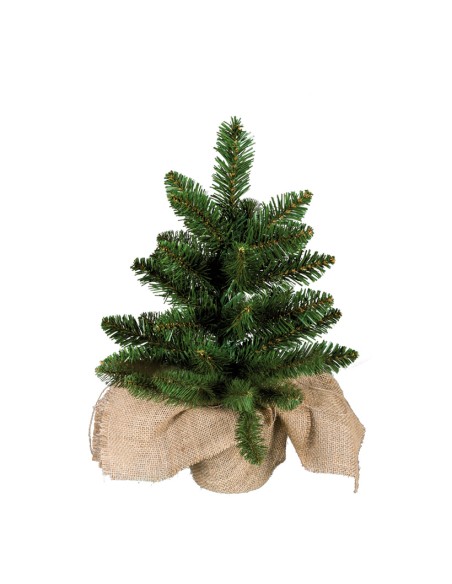 Árbol de Navidad en saco de yute para la decoración de navidad con bolas y accesorios