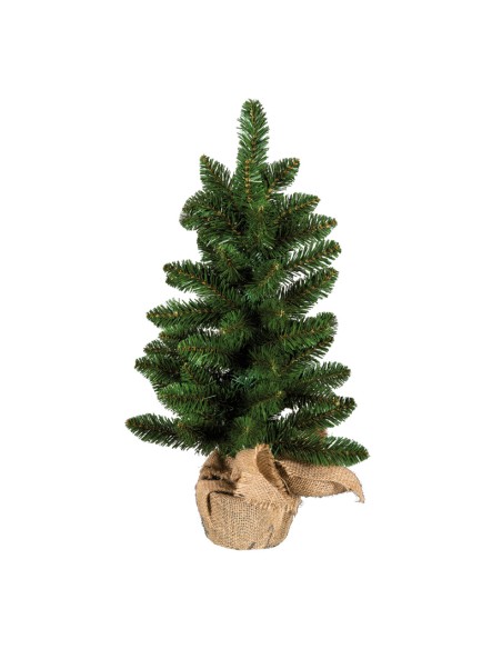 Árbol de Navidad en saco de yute para la decoración de navidad con bolas y accesorios