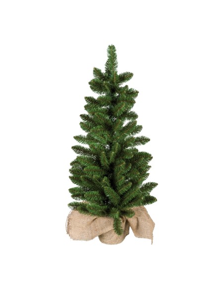 Árbol de Navidad en saco de yute para la decoración de navidad con bolas y accesorios