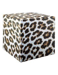 Cubo estampado leopardo para la decoración de espacios y escaparates e interior de tiendas