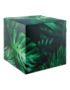 Cubo estampado hoja jungla para la decoración de espacios y escaparates e interior de tiendas