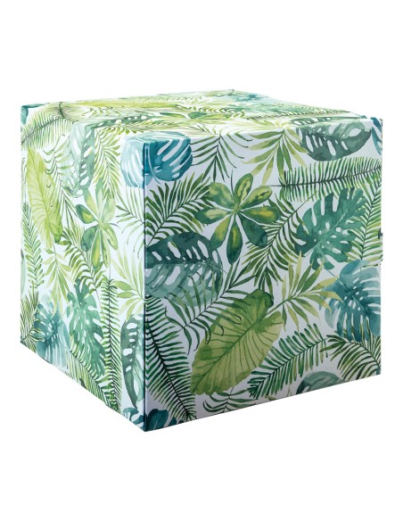 Cubo estamapado hojas tropicales para la decoración de espacios y escaparates e interior de tiendas