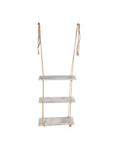 Escalera de cuerda con peldaños de madera para la decoración de espacios en hoteles y escaparates en tiendas