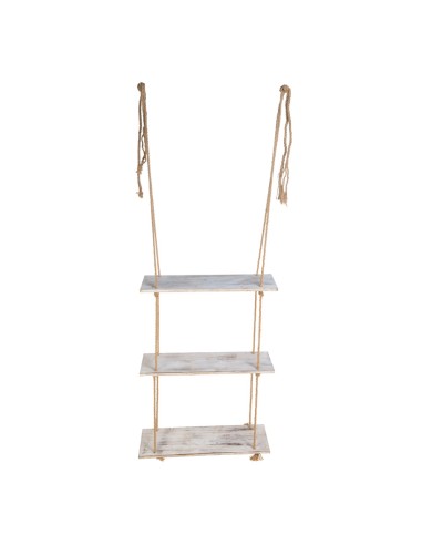 Escalera de cuerda con peldaños de madera para la decoración de espacios en hoteles y escaparates en tiendas