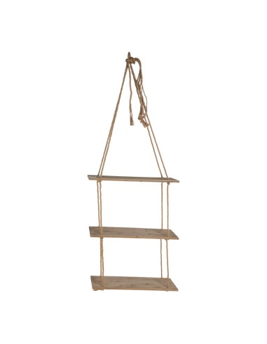 Escalera de cuerda con peldaños de madera para la decoración de espacios en hoteles y escaparates en tiendas