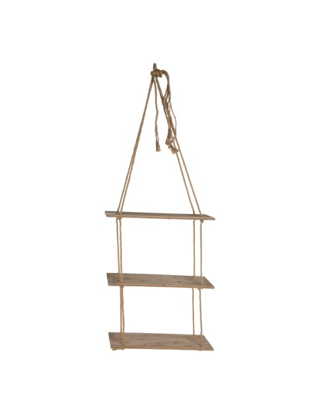 Escalera de cuerda con peldaños de madera para la decoración de espacios en hoteles y escaparates en tiendas