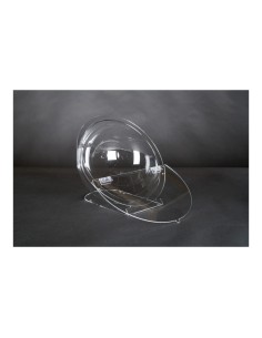 Semi-esfera con base de apoyo y tapa para el interior o escaparates de espacios de tiendas o comercios