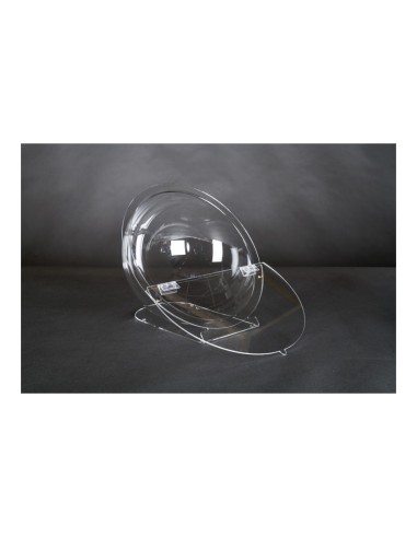 Semi-esfera con base de apoyo y tapa para el interior o escaparates de espacios de tiendas o comercios