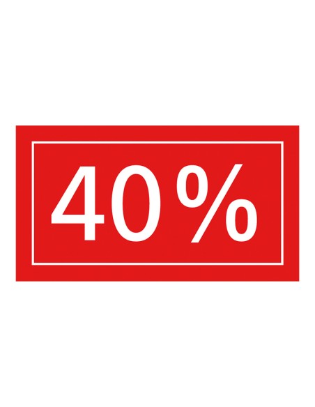 Etiqueta con impresión 40% para los escaparates de rebajas