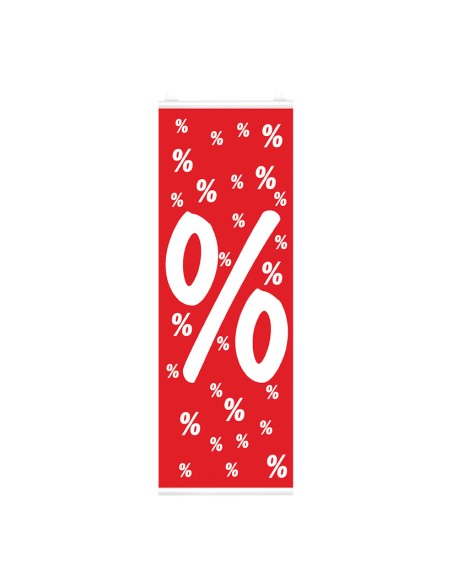 Banner con signos de % para los escaparates de rebajas