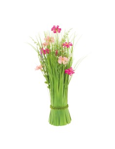 Manojo de hierba con flores de primavera para la decoración de verano en escaparates de tiendas o comercios