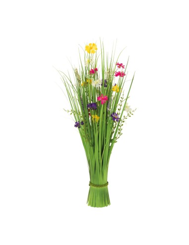 Manojo de hierba con flores de primavera para la decoración de verano en escaparates de tiendas o comercios