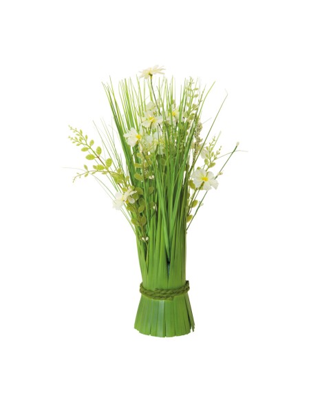 Manojo de hierba con flores de primavera para la decoración de verano en escaparates de tiendas o comercios