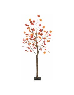 Árbol de arce con base de madera de tonos otoñales para escaparates de otoño en tiendas y centros comerciales
