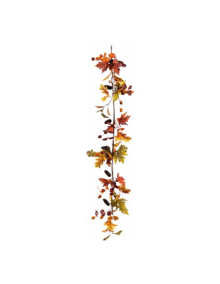 Guirnalda de colorido otoñal de hojas de arce bellotas y piñas Para decorar centros comerciales y escaparates en otoño