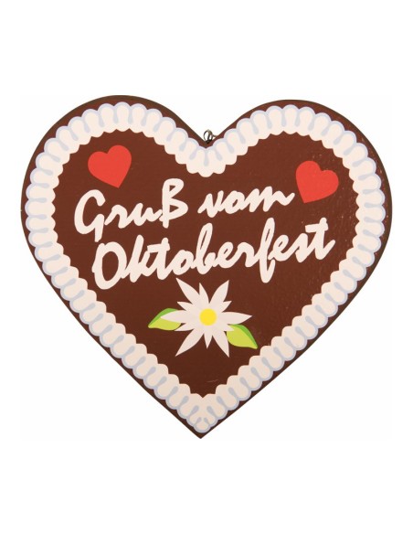Corazón pan jengibre "Gruß vom Oktoberfest" para la decoración de fiestas populares y escaparates