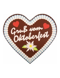 Corazón pan jengibre "Gruß vom Oktoberfest" para la decoración de fiestas populares y escaparates