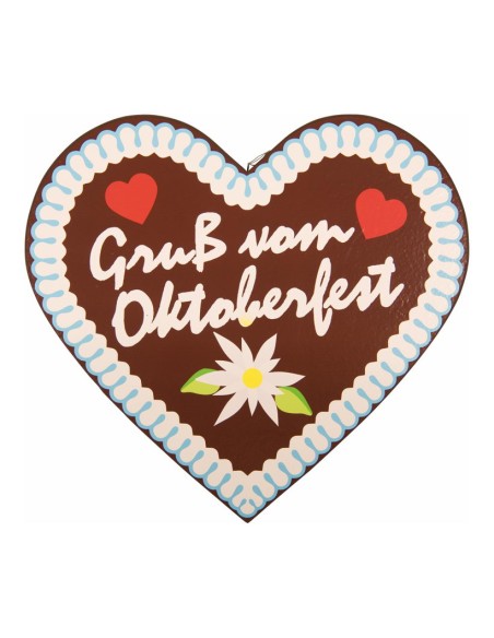 Corazón pan jengibre "Gruß vom Oktoberfest" para la decoración de fiestas populares y escaparates