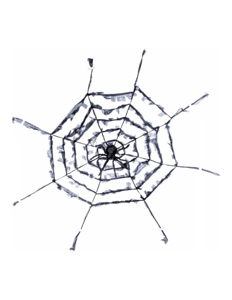 Telaraña con araña para Halloween en escaparates de tiendas