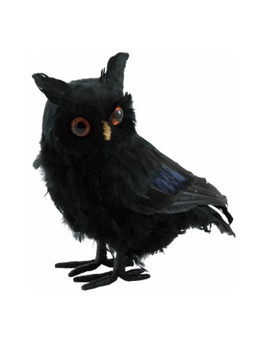 Búho de pie para Halloween en escaparates de tiendas