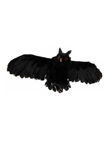 Búho con alas abiertas para Halloween en escaparates de tiendas