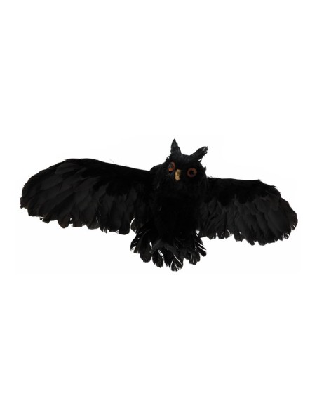 Búho con alas abiertas para Halloween en escaparates de tiendas