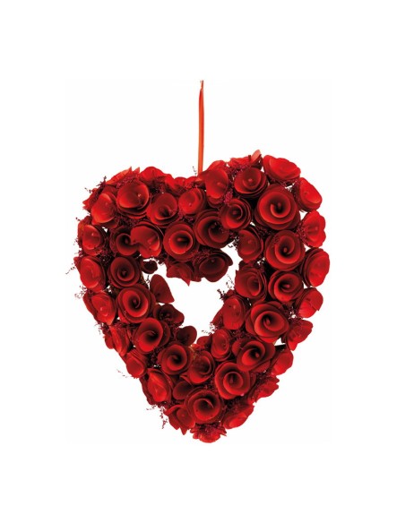 Corona de corazón de rosas para la decoración del día de los enamorados en centros comerciales tiendas