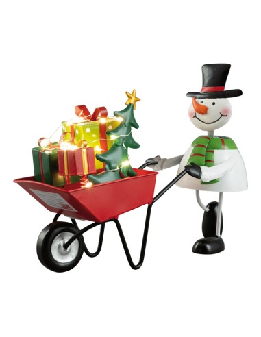 Papá Noel con carretilla para la decoración navideña de centros comerciales calles tiendas