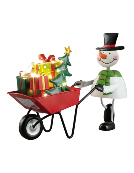 Papá Noel con carretilla para la decoración navideña de centros comerciales calles tiendas