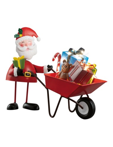 Papá Noel con carretilla para la decoración navideña de centros comerciales calles tiendas