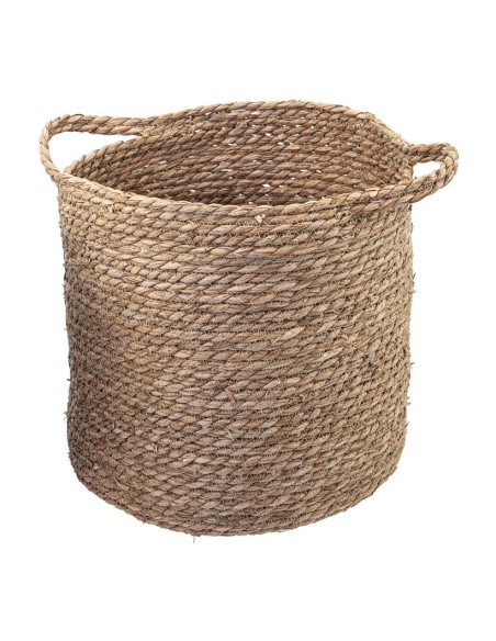 Cesta de mimbre con dos asas para la decoración otoñal de escaparates y espacios