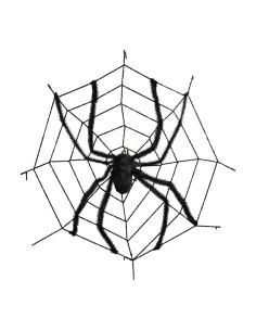 Araña en su telaraña para Halloween en escaparates de tiendas 2