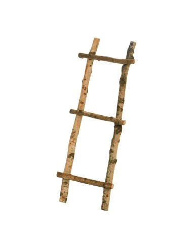 Escalera de tres peldaños con ramas de abedul Para escaparates de invierno en tiendas y centros comerciales
