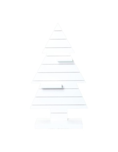 Árbol de madera para la decoración de navidad con bolas y accesorios