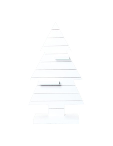 Árbol de madera para la decoración de navidad con bolas y accesorios