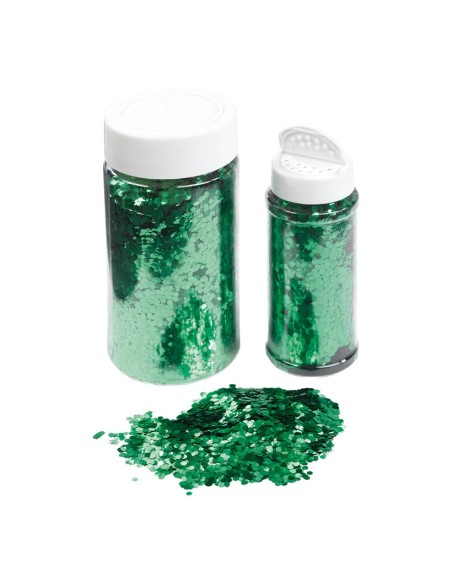 Bote de plástico con virutas brillantes para la decoración de árboles de navidad en escaparates de tiendas