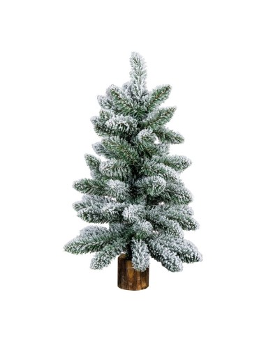 Árbol de Navidad noble nevado base de madera para la decoración de navidad con bolas y accesorios